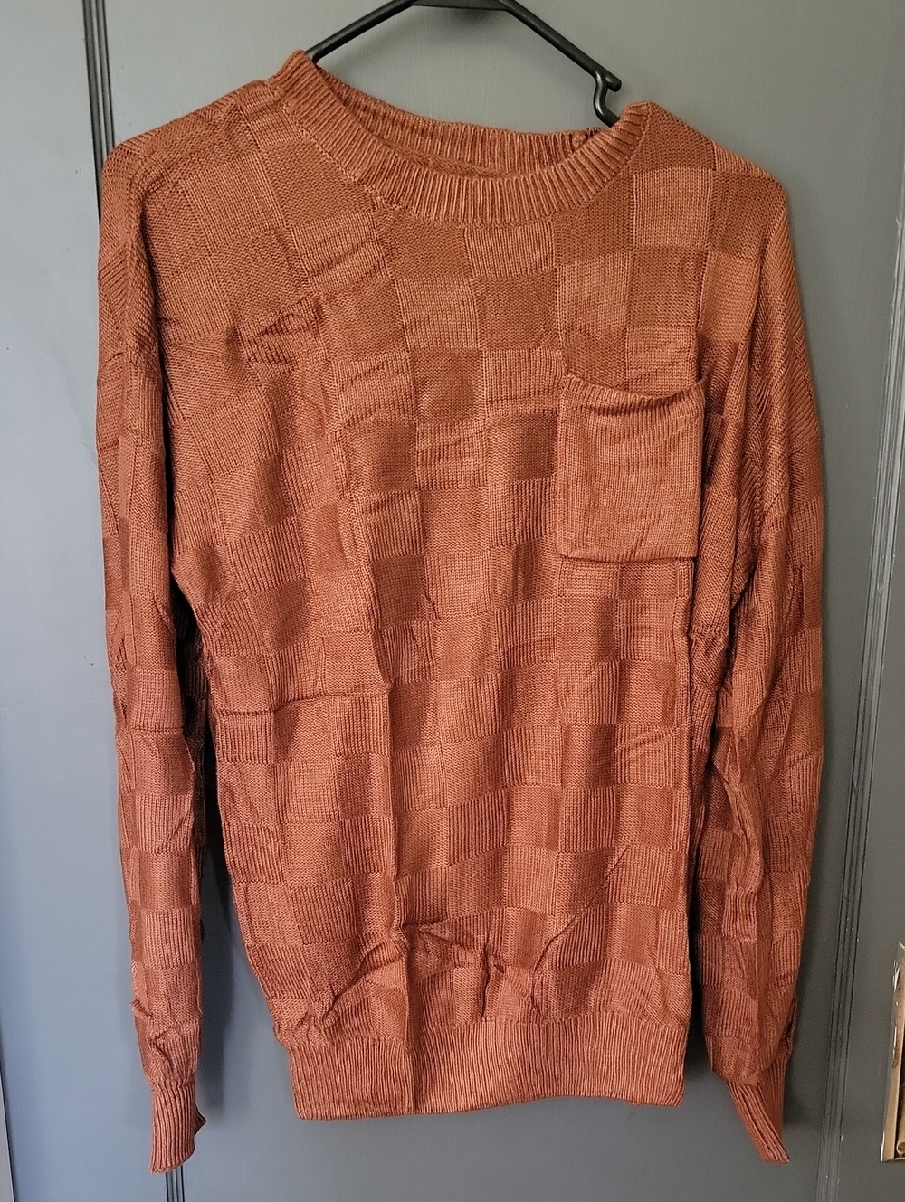 Women's Textured Crewneck Sweater - Rust Orange